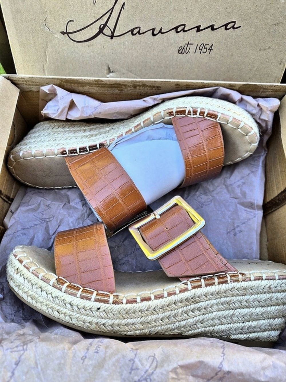 Vintage Havana Robin Wedge Sandals Tan 8.5 NIB